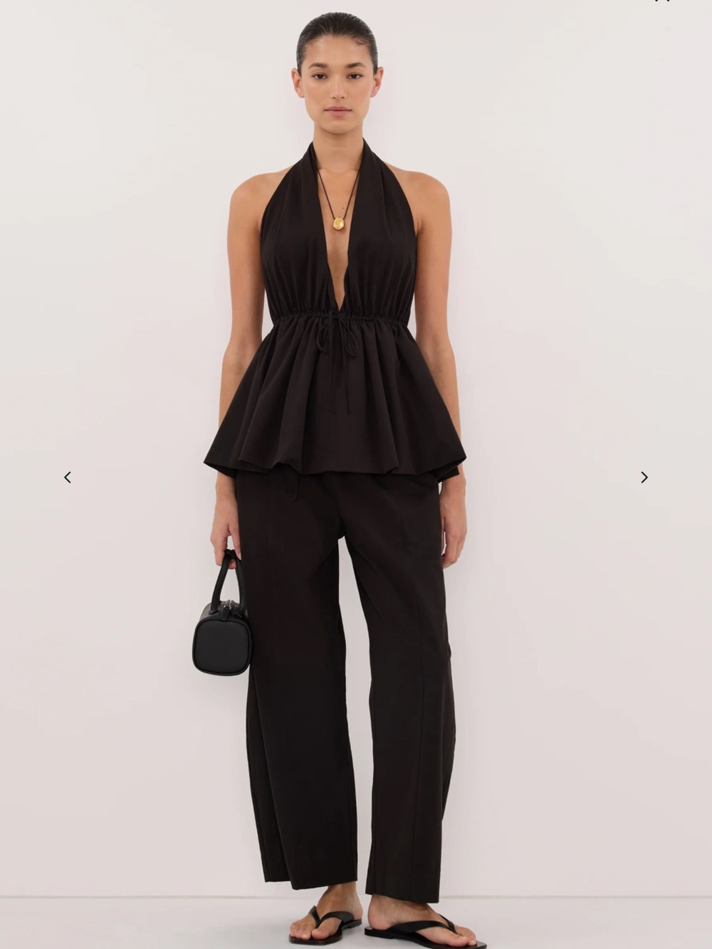 Tammy Black Sleeveless Cotton Halter Top